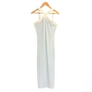 Iris white & light blue horizontal striped maxi dress
